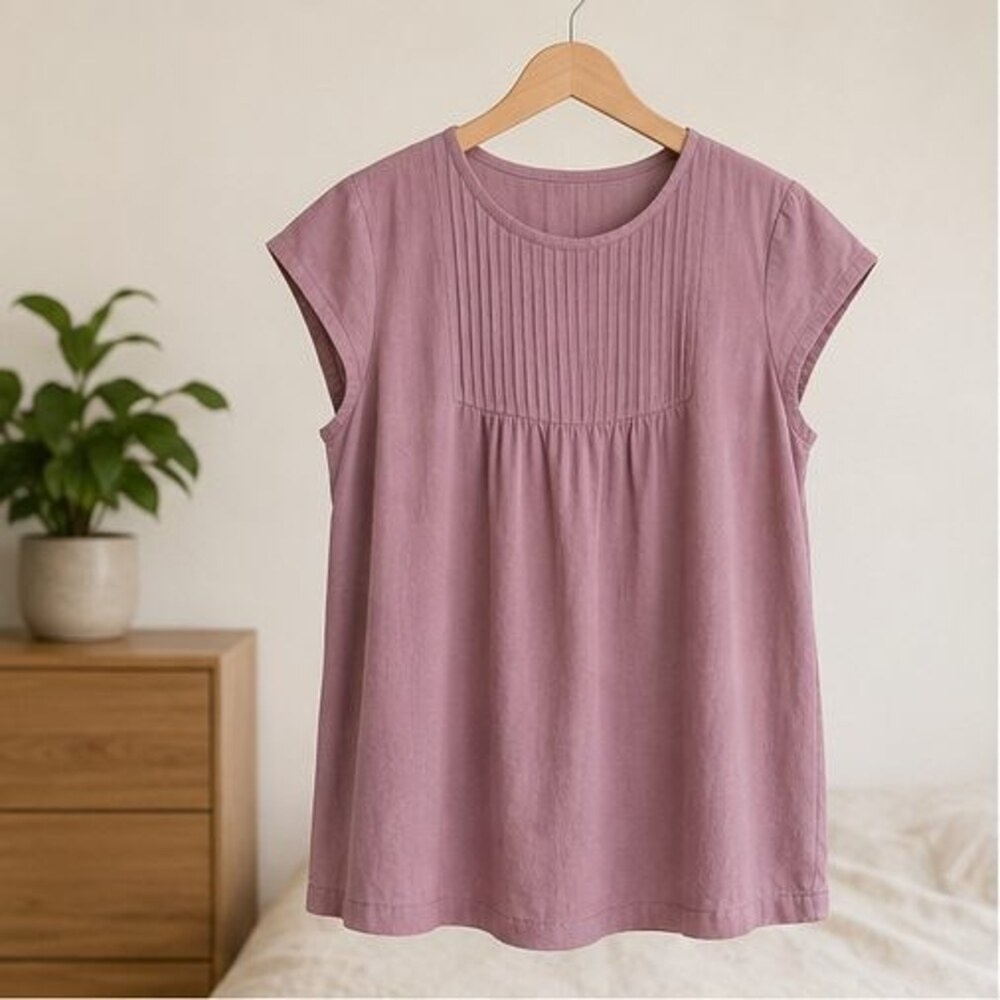 Mauve Pintuck Yoke Blouse
